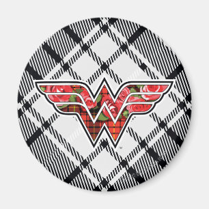 Red Roses and Plaid Wonder Woman Logo Magnet