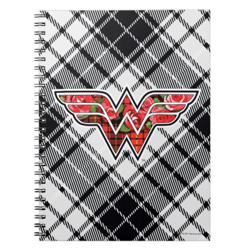 Red Roses and Plaid Wonder Woman Logo Notebook