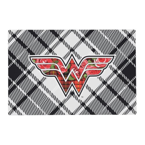 Red Roses and Plaid Wonder Woman Logo Placemat