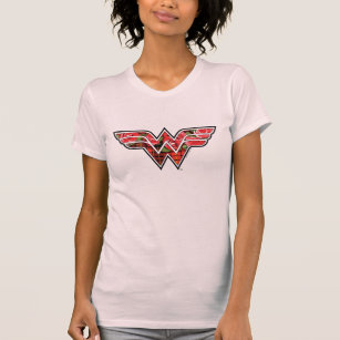 Red Roses and Plaid Wonder Woman Logo T-Shirt