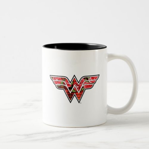 Red Roses and Plaid Wonder Woman Logo Two_Tone Coffee Mug