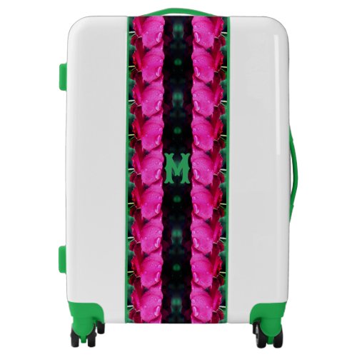 Red Roses And Raindrops Abstract Monogram Luggage