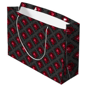 Red Roses and Sparkly Black  Large Gift Bag