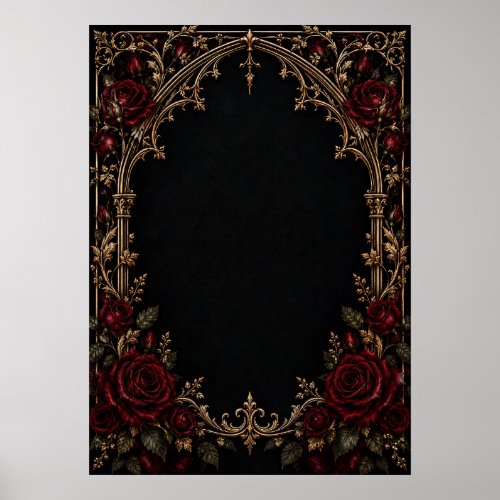 Red Roses Arch Gothic Wedding Welcome Sign