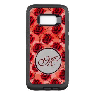 Red roses are amazing monogram on circle pattern