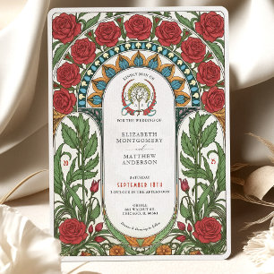 Red Roses Art Nouveau Wedding Invitation