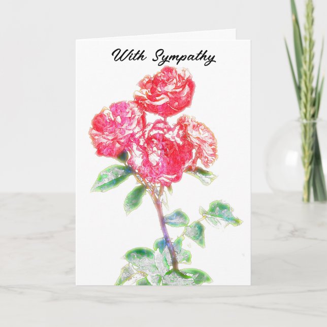 Red Roses Art Sympathy Card (Front)