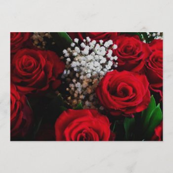 Red Roses Baby's Breath Bouquet Wedding Invitation by layooper at Zazzle