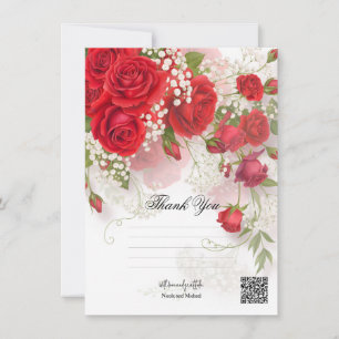 Red Roses & Babys Breath Elegant Floral Wedding Invitation
