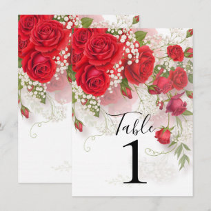 Red Roses & Babys Breath Elegant Floral Wedding  Invitation