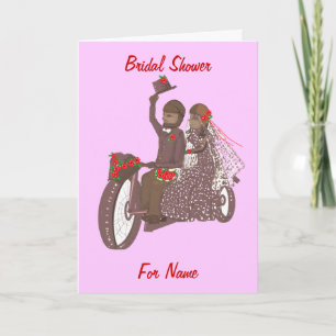Red Roses Biker Motorcycle Wedding Bridal Shower Invitation
