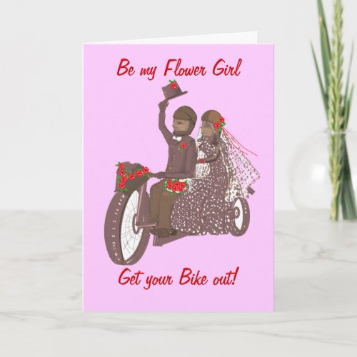Red Roses Biker Motorcycle Wedding Card Products Invitation