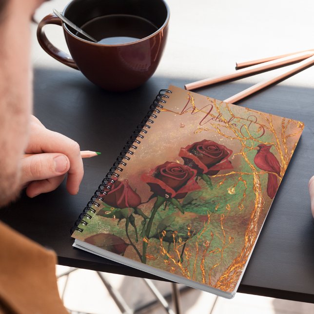Red Roses, Bird on Tree Notebook (Creator Uploaded)