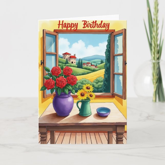Red Roses Birthday Card (Front)