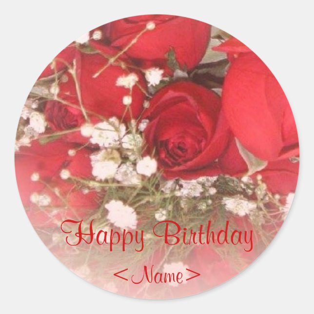 Red Roses Birthday Gift Tag (Front)