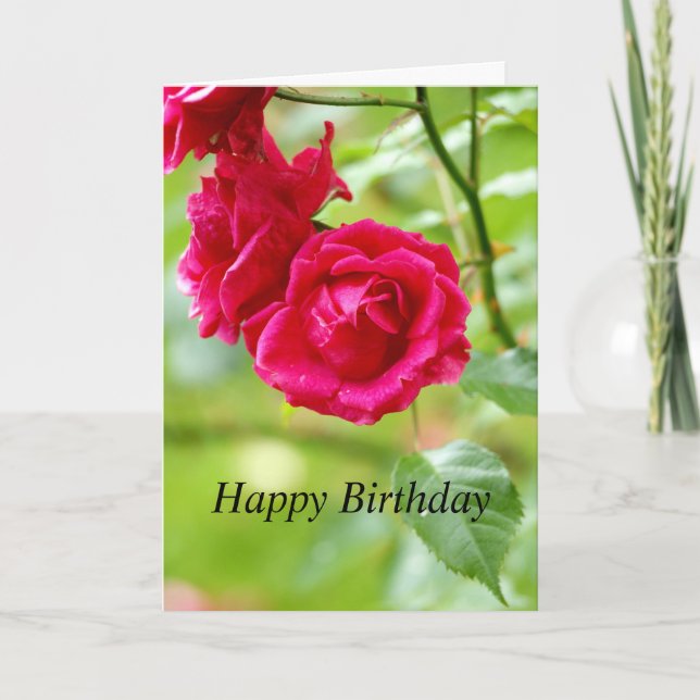 Red Roses Birthday Greetings Card (Front)