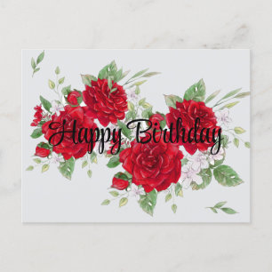 Red Roses Birthday Postcard