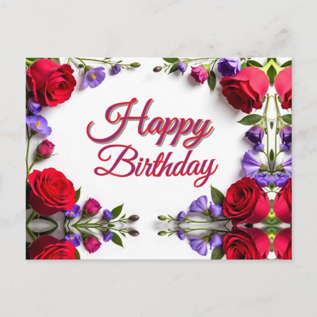 Red Roses Birthday  Postcard (Front)