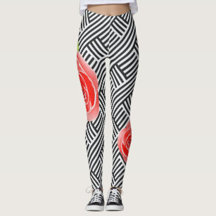 Women's Black Rose Red Leggings