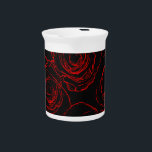 Red Roses Black Background Beverage Pitcher<br><div class="desc">Image of red roses outlines on black background.
All digital drawing.</div>
