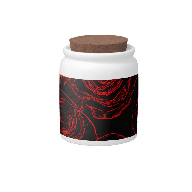 Red Roses Black Background Candy Jar (Front)