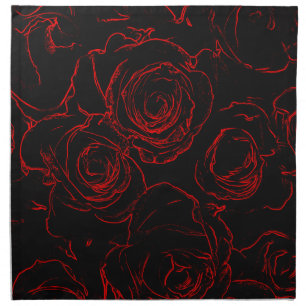 Red Roses Black Background Cloth Napkin