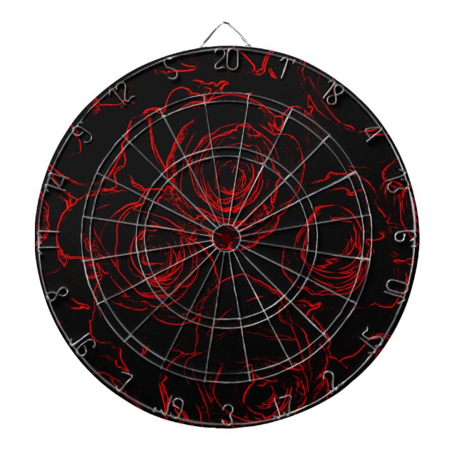 Red Roses Black Background Dart Board (Front)