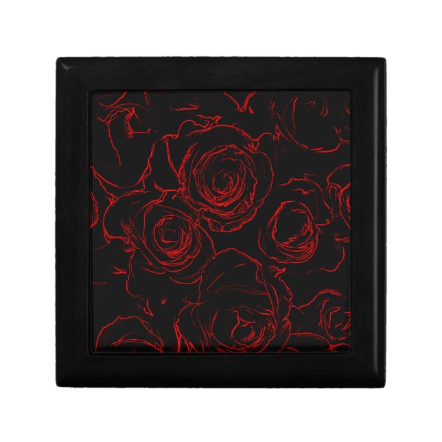 Red Roses Black Background Gift Box (Front)