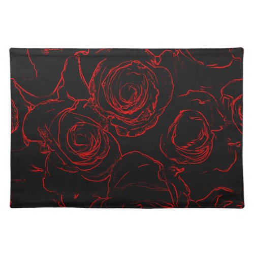 Red Roses Black Background Placemat