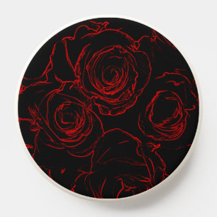 Red Roses Black Background PopSocket