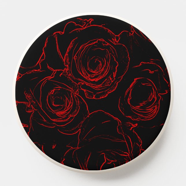 Red Roses Black Background PopSocket (Popsocket)