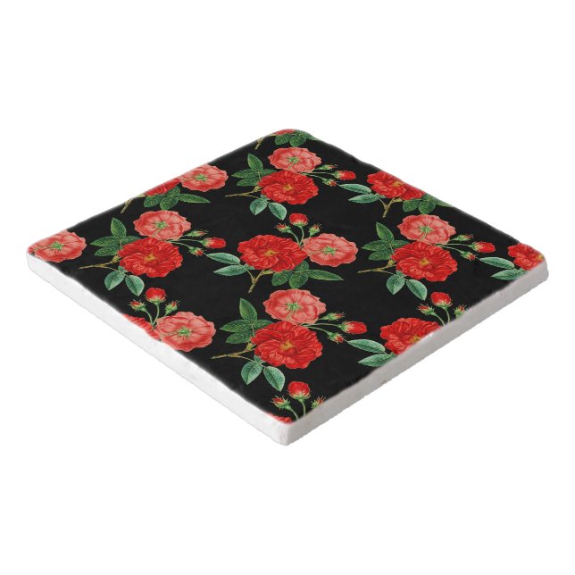 Red Roses, Black Background, Trivet (Corner)