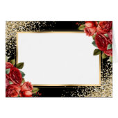 Red Roses Black Gold Confetti Floral (Front Horizontal)