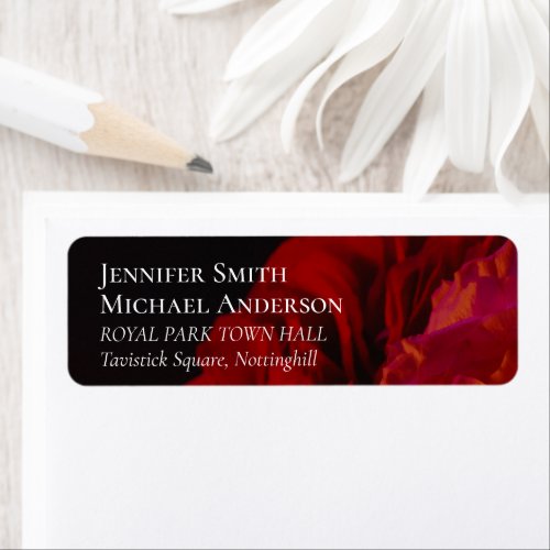 Red Roses Black Goth Floral Wedding Item Label
