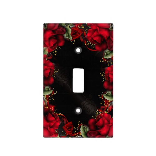 Red Roses Black Gothic Gorgeous Light Switch Cover