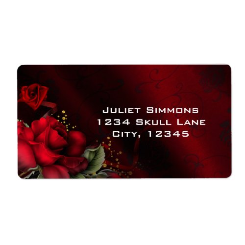 Red Roses Black Gothic Goth Address Labels