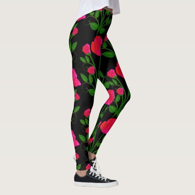 Red Roses Black Leggings (Right)