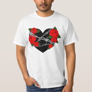 Red Roses Black Love Barbed Wire T-shirt by BestLook at Zazzle