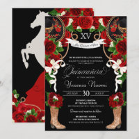 Red Roses & Black Mariachi Vaquera Quinceanera