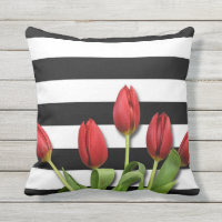 Red Roses & Black White Stripes Design