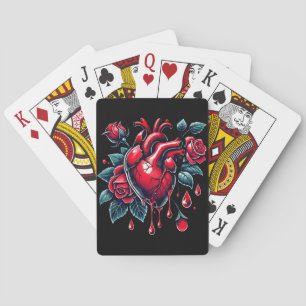 Red Roses Bleeding Heart heartbreak goh Art Poker Cards