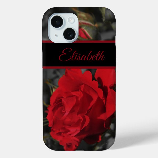 red roses bloom scroll on dark gray  Case-Mate iPhone case (Back)