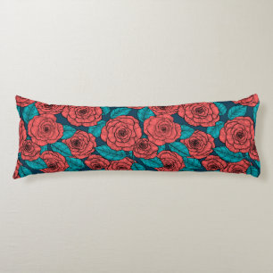Red roses body pillow