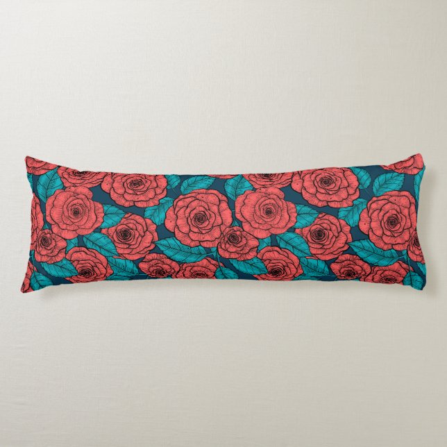 Red roses body pillow (Front)