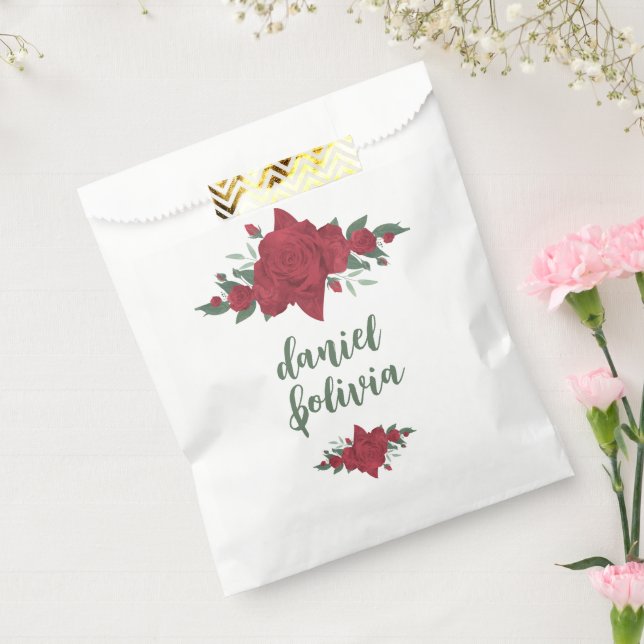 Red Roses Boho Wedding Favor Bag (Sealed)