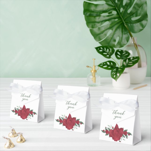 Red Roses Boho Wedding Favor Boxes (Multiple)