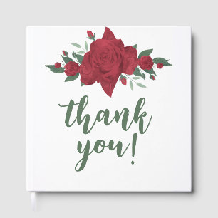 Red Roses Boho Wedding Foil Guest Book