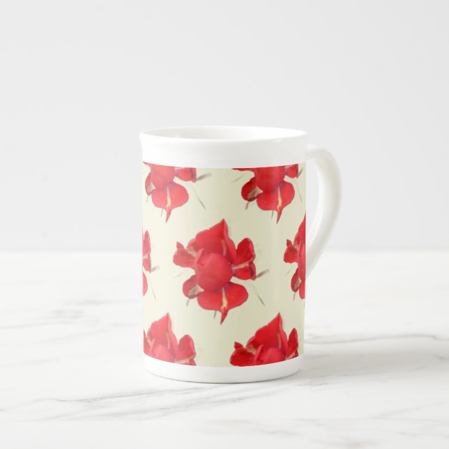 Red Roses, Bone China Mug (Front Right)