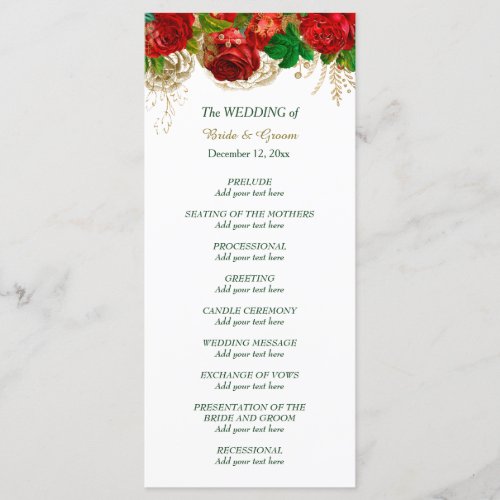 Red Roses Border Wedding Program