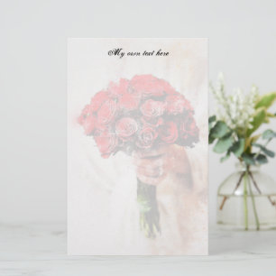 Red Roses Bouquer Letter Sheets Stationery